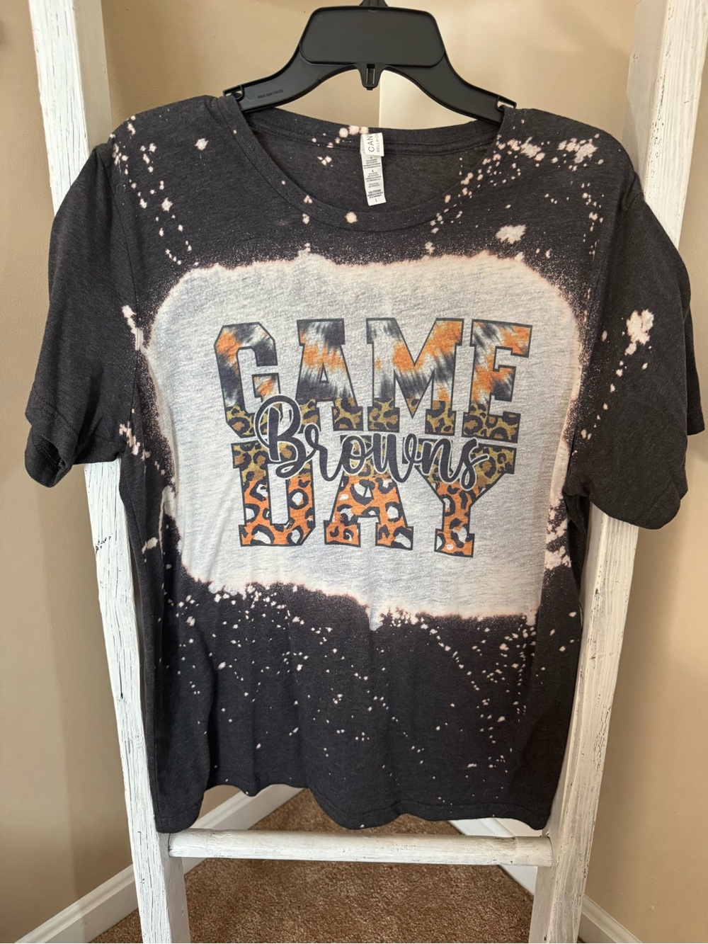 Cleveland Browns-Black Orange and Gray "Game Day" Bleached Graphic Tee
